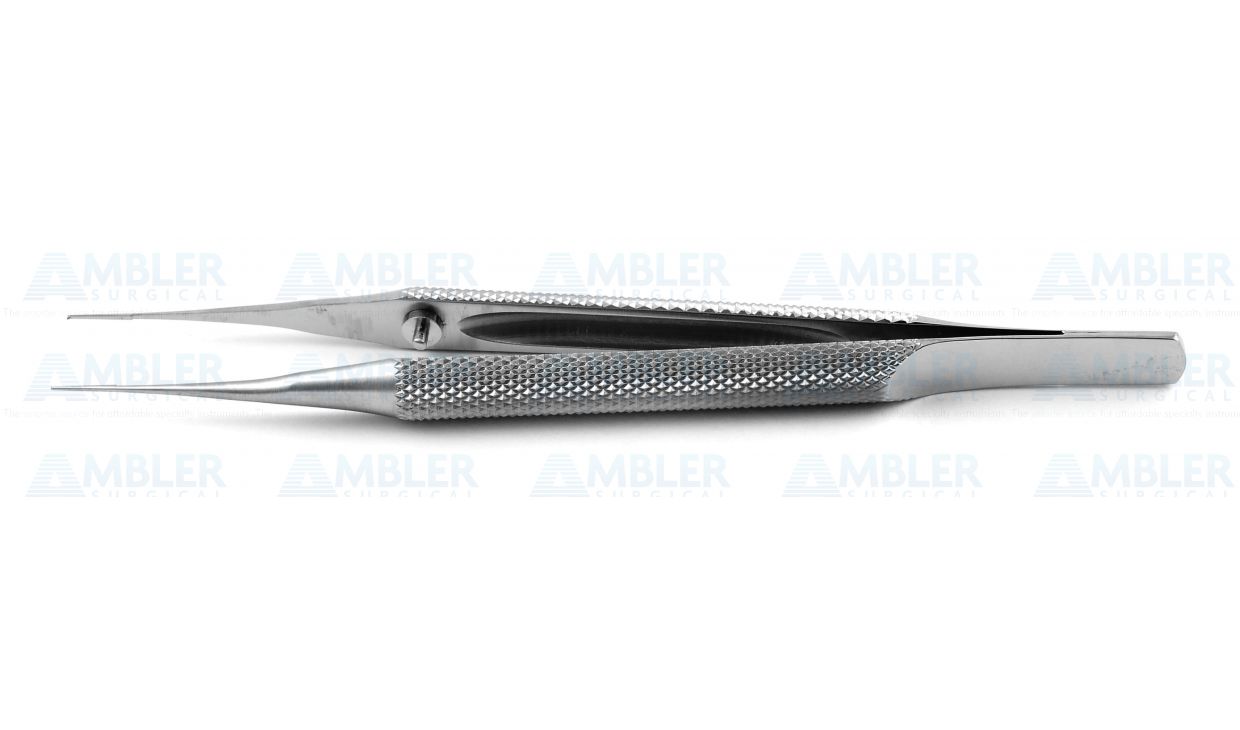 O'gawa Suture-Fixation Forceps, Straight Shafts, 5.5 Mm Tying Platforms, Round Handle, 4 3/8" (11.1 Cm), 0.12 Mm 1x2 Teeth